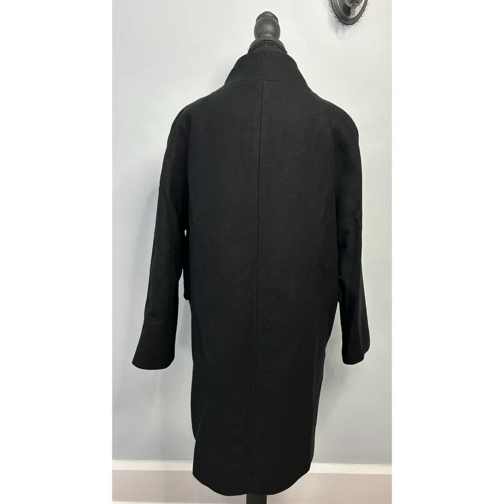 J.CREW Black Double-Breasted Long Coat Wool Cashmere Blend Collared Women 8 - Picture 7 of 7